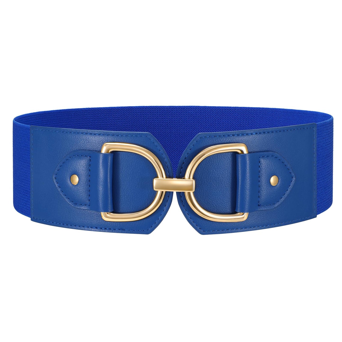 HOTWERFORU Women Elastic Wide Waist Belts for Dresses Fashion Wide Stretchy Belts for Women Big Gold Buckle Thick Dress Belt