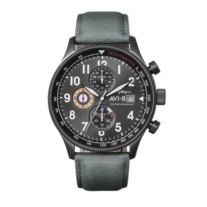 HOTAVI-8 Hawker Hurricane Men's Pilot Watch – Classic Chronograph, Japanese Quartz Movement, Stainless Steel Case, Leather Strap, AV-4011