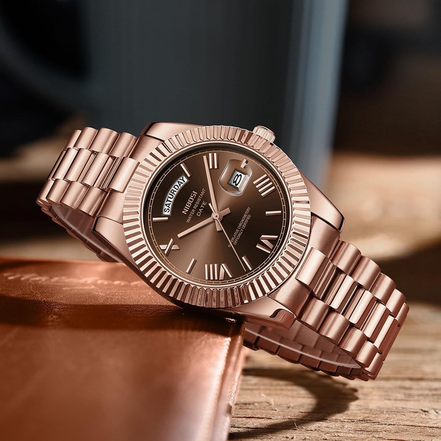 HOTNIBOSI Men Watches Analog Quartz Stainless Steel Rose Gold Silver Watches for Men Waterproof Business Classic Desiger Wrist Watch with Day Date