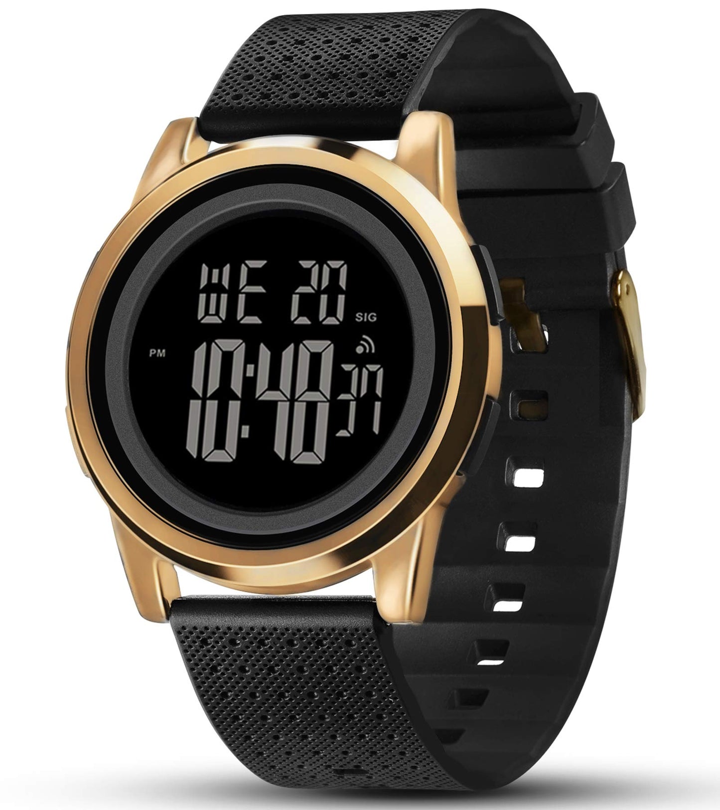HOTYUINK Mens Watch Ultra-Thin Digital Sports Watch Waterproof Stainless Steel Fashion Wrist Watch for Men Women