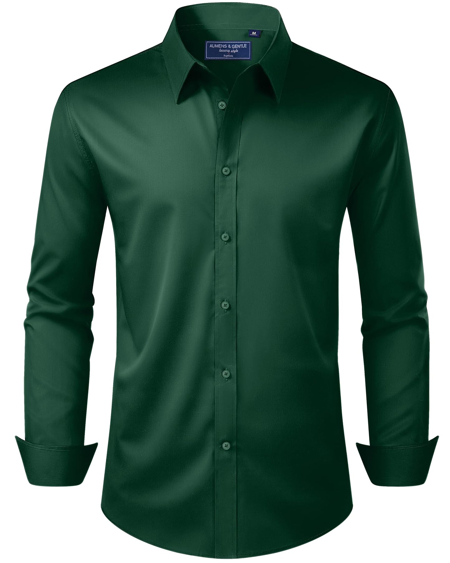HOTAlimens & Gentle Men's Dress Shirt Regular Fit Stretch Stain Shield Long Sleeve Solid Business Wedding Button Down Shirts