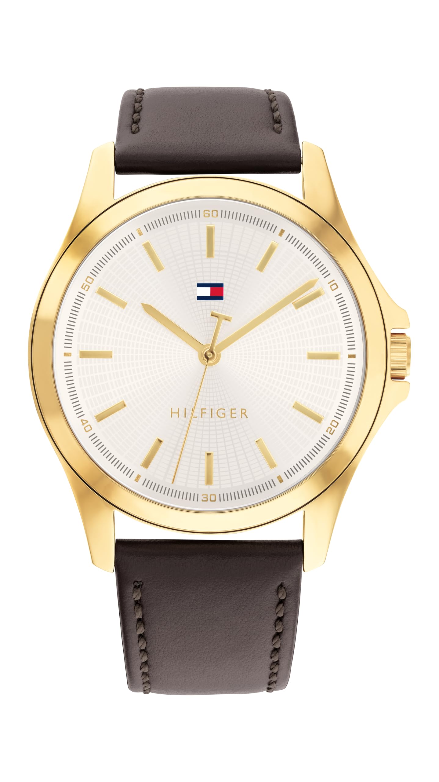 HOTTommy Hilfiger Men's 3-Hand Quartz Watch – 42mm Case, Leather Strap, 3 ATM Water Resistant, Modern Everyday Timepiece, Gift for Him