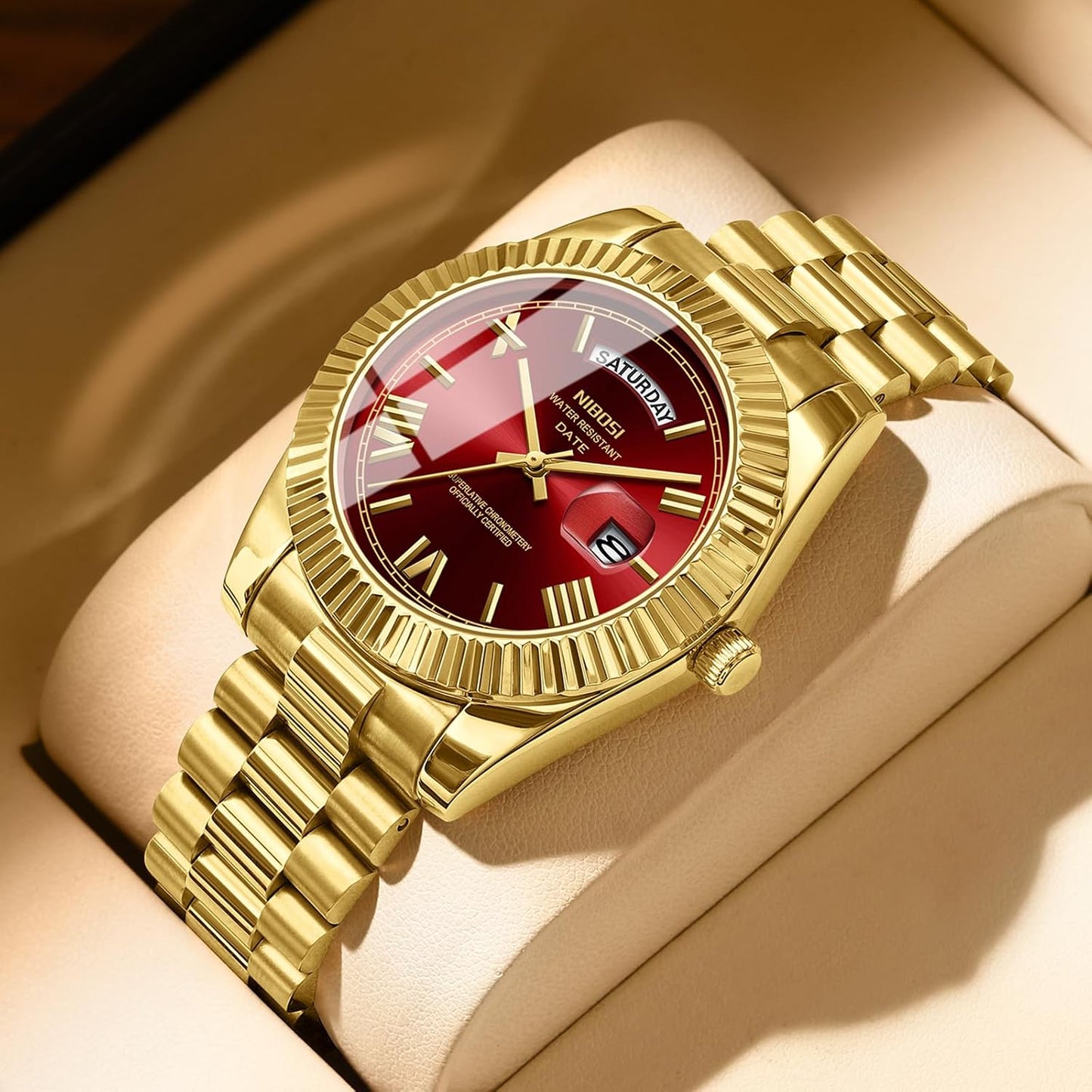HOTNIBOSI Men Watches Analog Quartz Stainless Steel Rose Gold Silver Watches for Men Waterproof Business Classic Desiger Wrist Watch with Day Date
