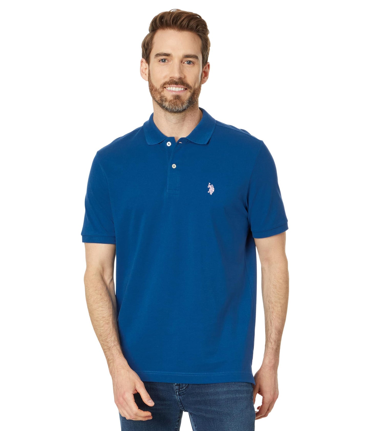 HOTU.S. Polo Assn. Men's Classic Polo Shirt, Two-Button Closure Pique Polo Shirt, Summer Fashion Golf Shirt | Two-Button Closure Pique Polo Shirt, Summer Fashion Golf Shirt