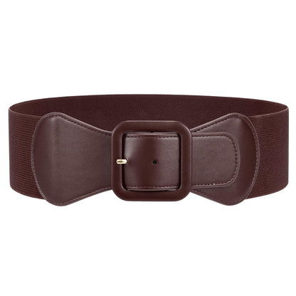 HOTJASGOOD Women Elastic Wide Belt Stretchy Vintage Waist Belt for Dress with Fashion Square Buckle