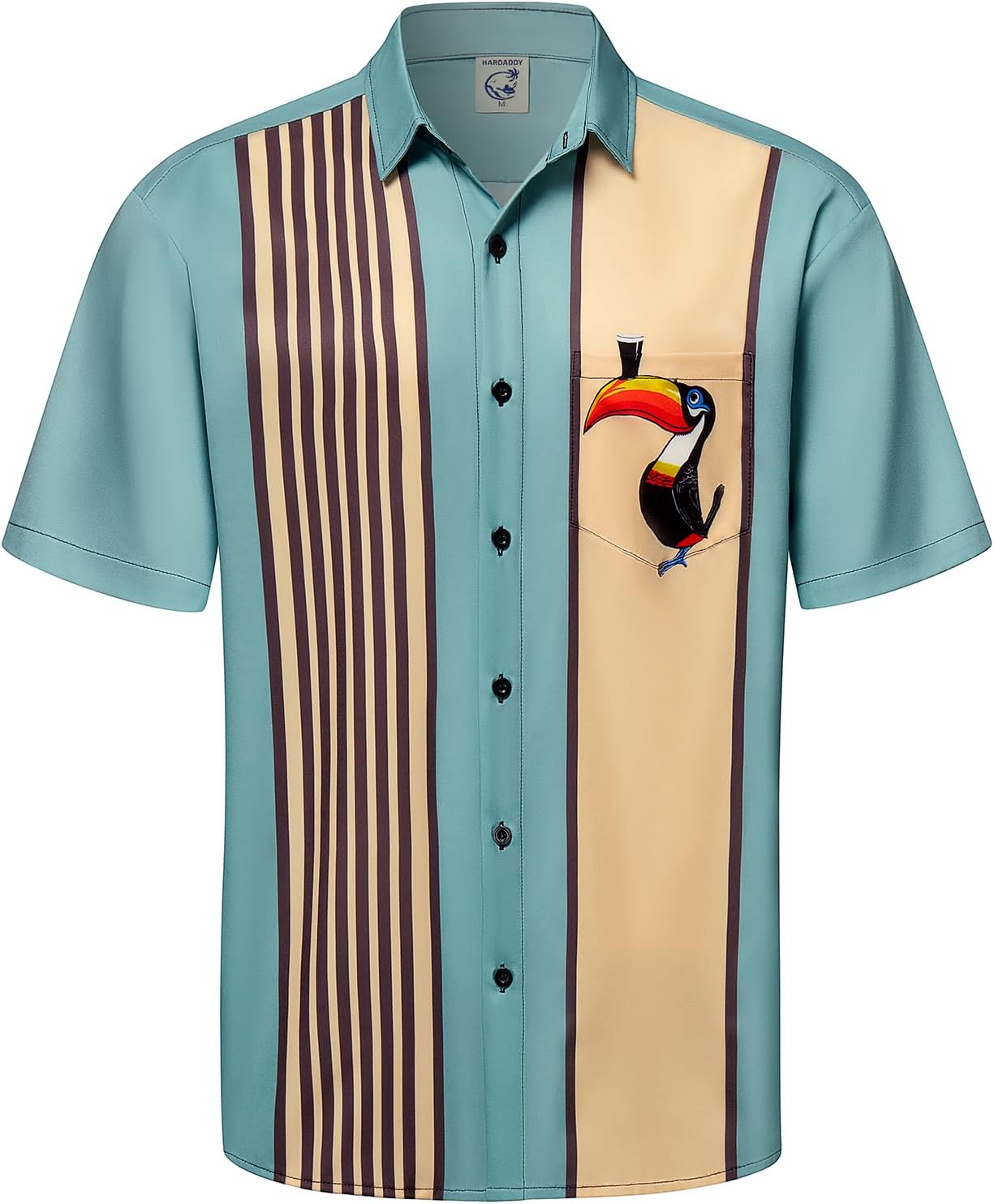 HOTHardaddy Men's Vintage Bowling Shirt Short Sleeve Button Down Hawaiian Summer Beach Printed Casual Shirts