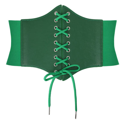 HOTJASGOOD Women’s Elastic Costume Waist Belt Lace-up Tied Waspie Corset Belts for Women