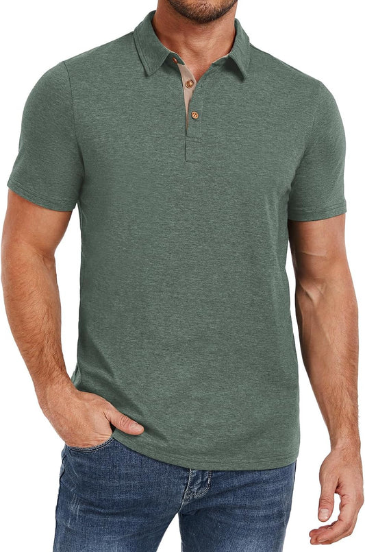 HOTPEGENO Mens Polo Shirts Short Sleeve Casual Cotton Golf Shirts Performance Polo Shirts for Men
