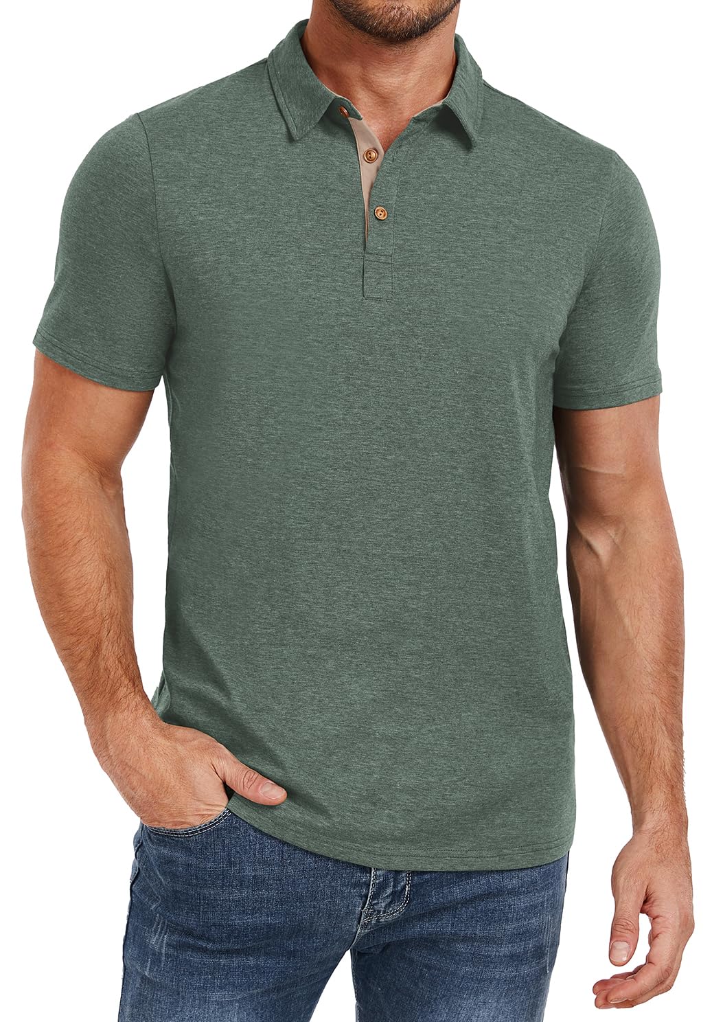 HOTPEGENO Mens Polo Shirts Short Sleeve Casual Cotton Golf Shirts Performance Polo Shirts for Men