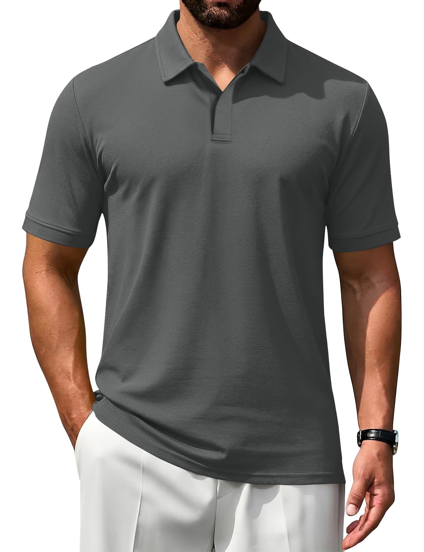 HOTPoriff Mens Polo Shirts Short Sleeve Golf Shirt Dry Fit Athletic T-Shirt Moisture Wicking Top (S-3XL)