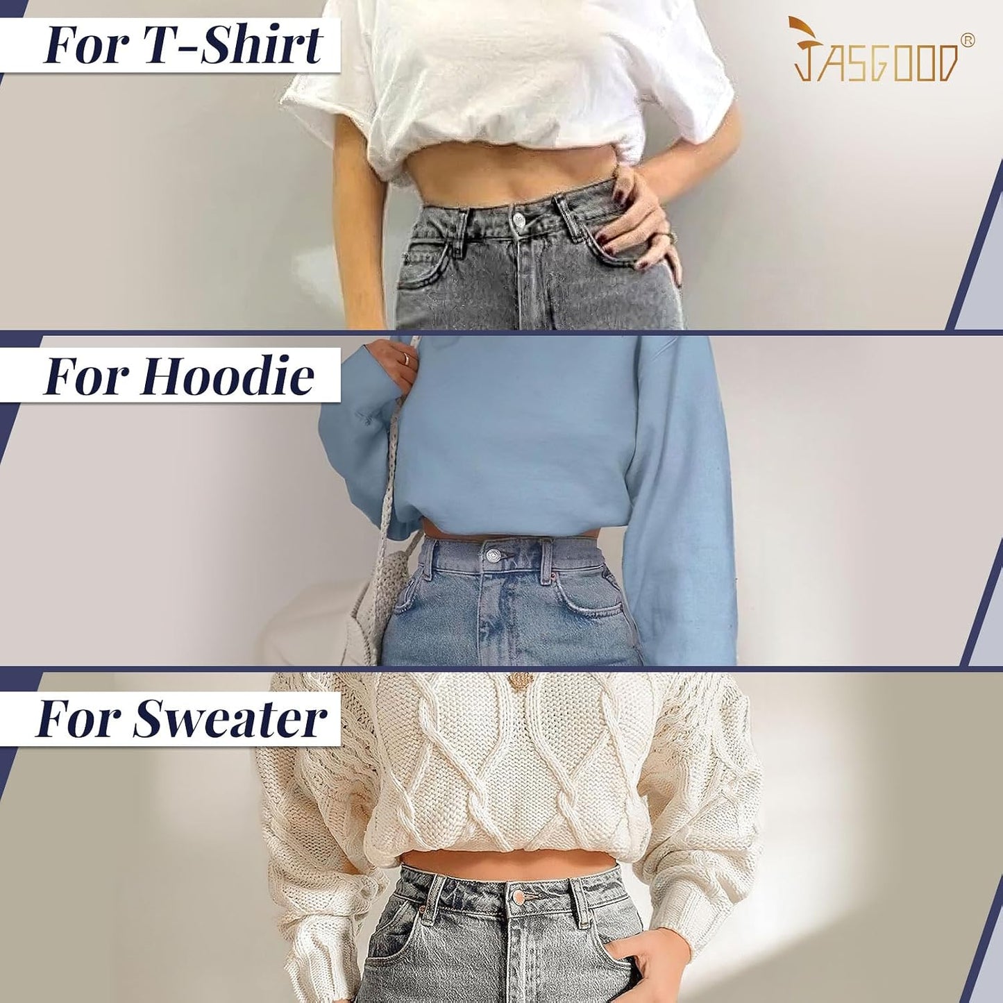 HOTJASGOOD Crop Top Tuck Waist Band Adjustable Band Tucking Sweaters Shirts Elastic Stretch Belts for Women Change Style of Tops