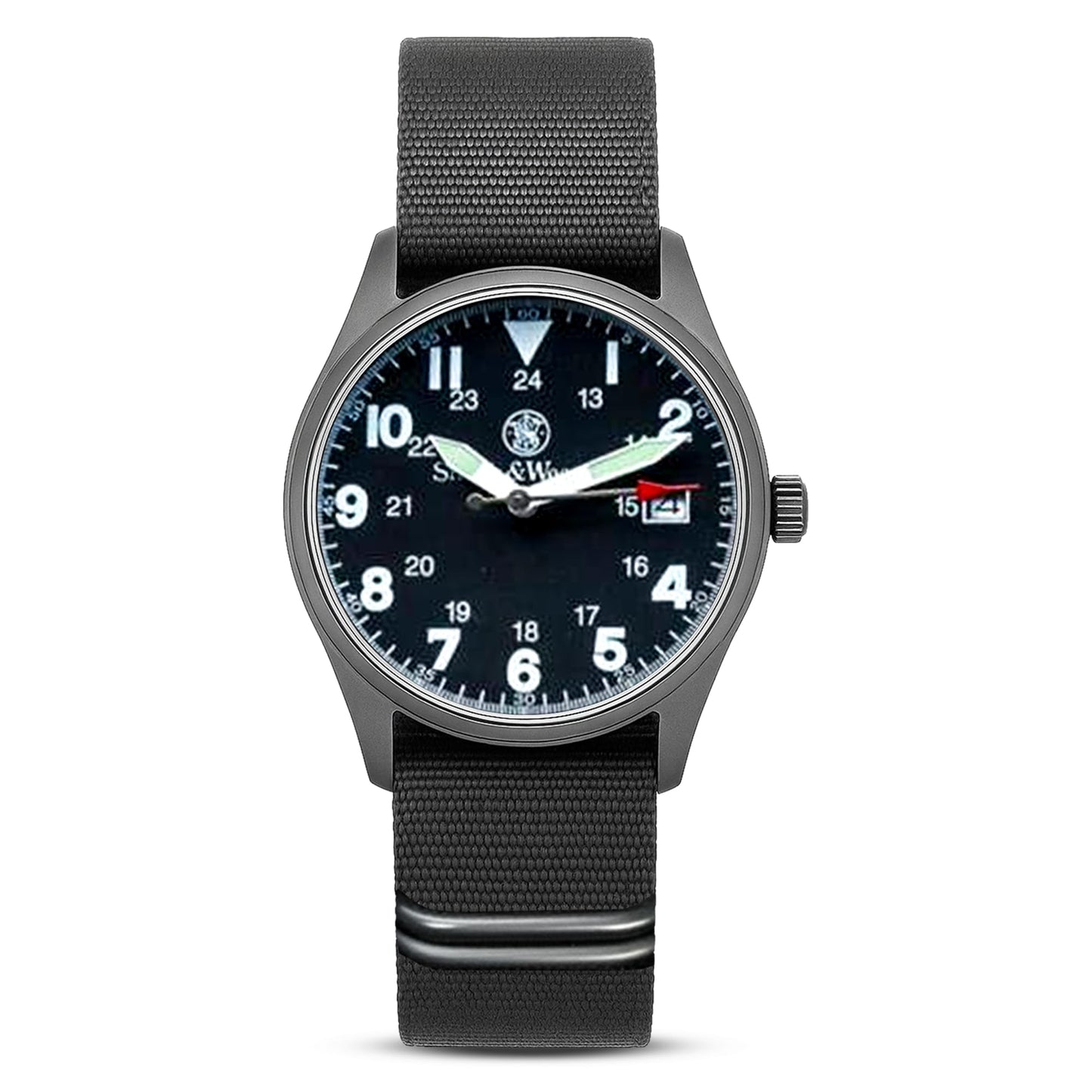 HOTSmith & Wesson Men's Military Watch, 3 Interchangeable Canvas Straps, 3 ATM Water Resistant, Date Display, Scratch Resistant Glass, Military Style Watch for Outdoor Activities, Swimming, 40mm