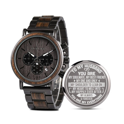 HOT2win Engraved Wooden Watch for Boyfriend My MAN Fiancé Husband Customized Personalized Wood Watches for Men Birthday Anniversary Personalized Watch