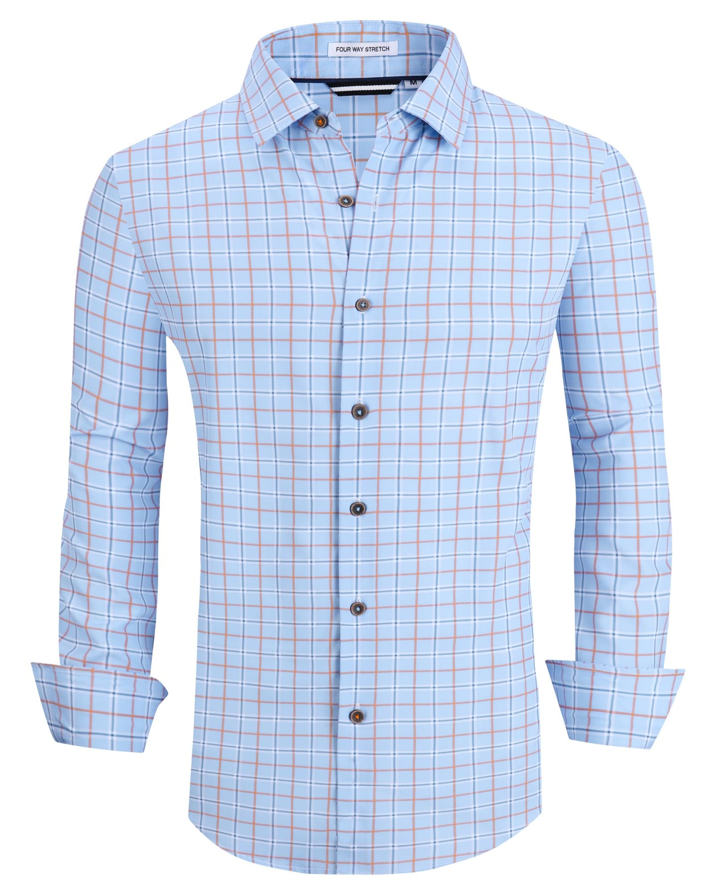 HOTAlex Vando Mens Wrinkle Free 4-Way Stretch Print Business Casual Shirt | Wrinkle resistant, Machine washable, Classic check Pattern, True-to-size cut, Business & Daily, Easy outfit pairing