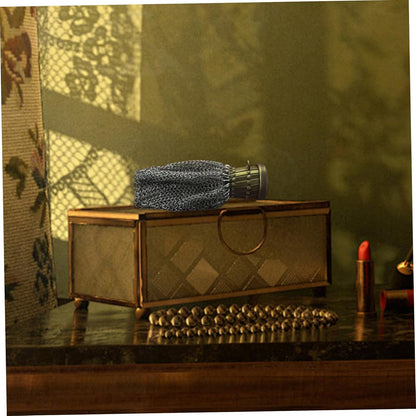 HOTHandmade 1920's English Coin Purse,Vintage Victorian Metal Mesh Coin Bag with Twist Lid,Gate Top & Chian Double Mesh Antique Change Purse