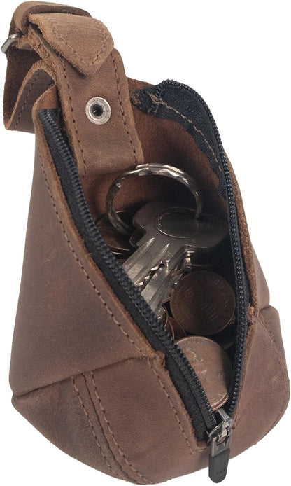 HOTHide & Drink, Leather Multipurpose Hanging Bag, Coin Cash Pouch, Key Organizer, Cable Holder, Handmade :: Bourbon Brown