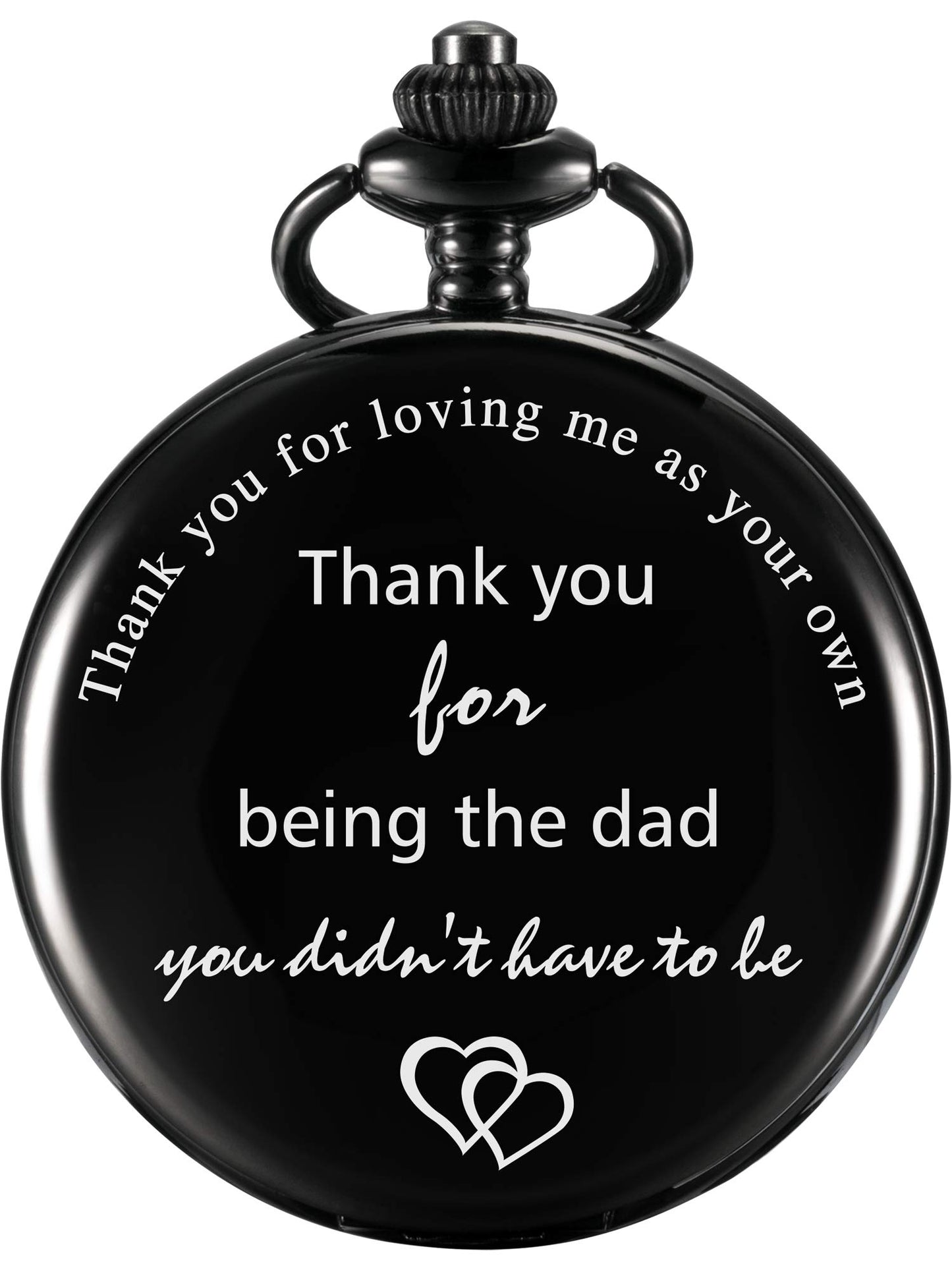 HOTTatuo Dad Presents Pocket Watch for Father in Law, Stepdad Thank You for Loving Me as Your Own Quartz Pocket Watch for Father