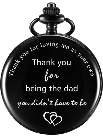 HOTTatuo Dad Presents Pocket Watch for Father in Law, Stepdad Thank You for Loving Me as Your Own Quartz Pocket Watch for Father