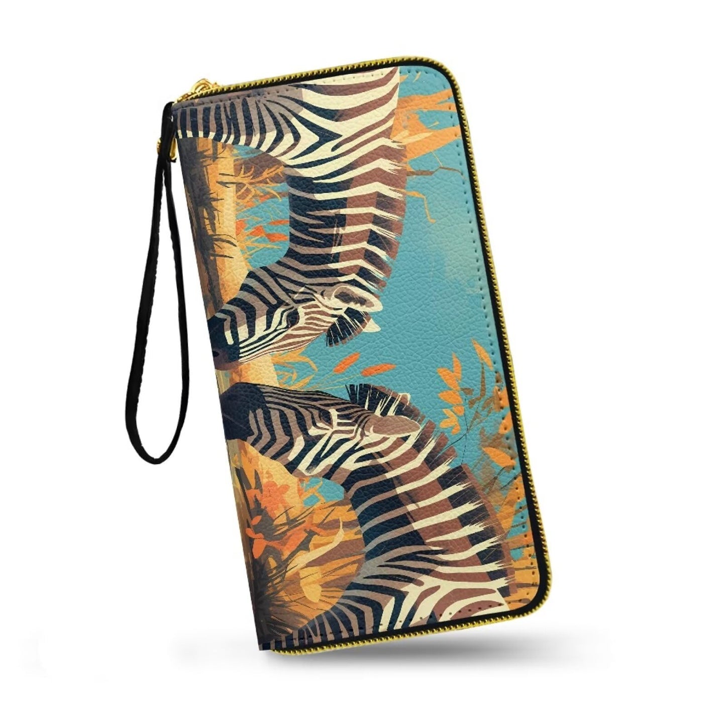 HOTMacaw Bird Lover Print Womens Wallet Leather Zip Around Wallet Tropical Forest Scarlet Macaw Parrot Long PU Leather Card Organizer Clutch with Wristlet