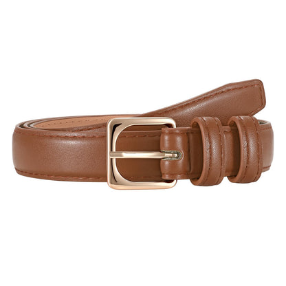 HOTJASGOOD Women Leather Belt Fashion Ladies Leather Waist Belt for Pants Jeans Dress with Gold Buckle