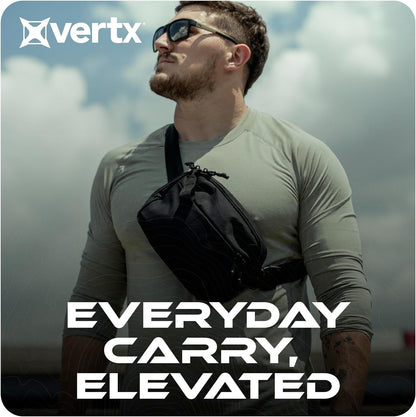 HOTVertx Everyday Tactical Fanny Pack 2.1-100% Nylon Fanny Pack for Men and Women with CCW-Ready Design and Rapid Access Tab - Black - 2L