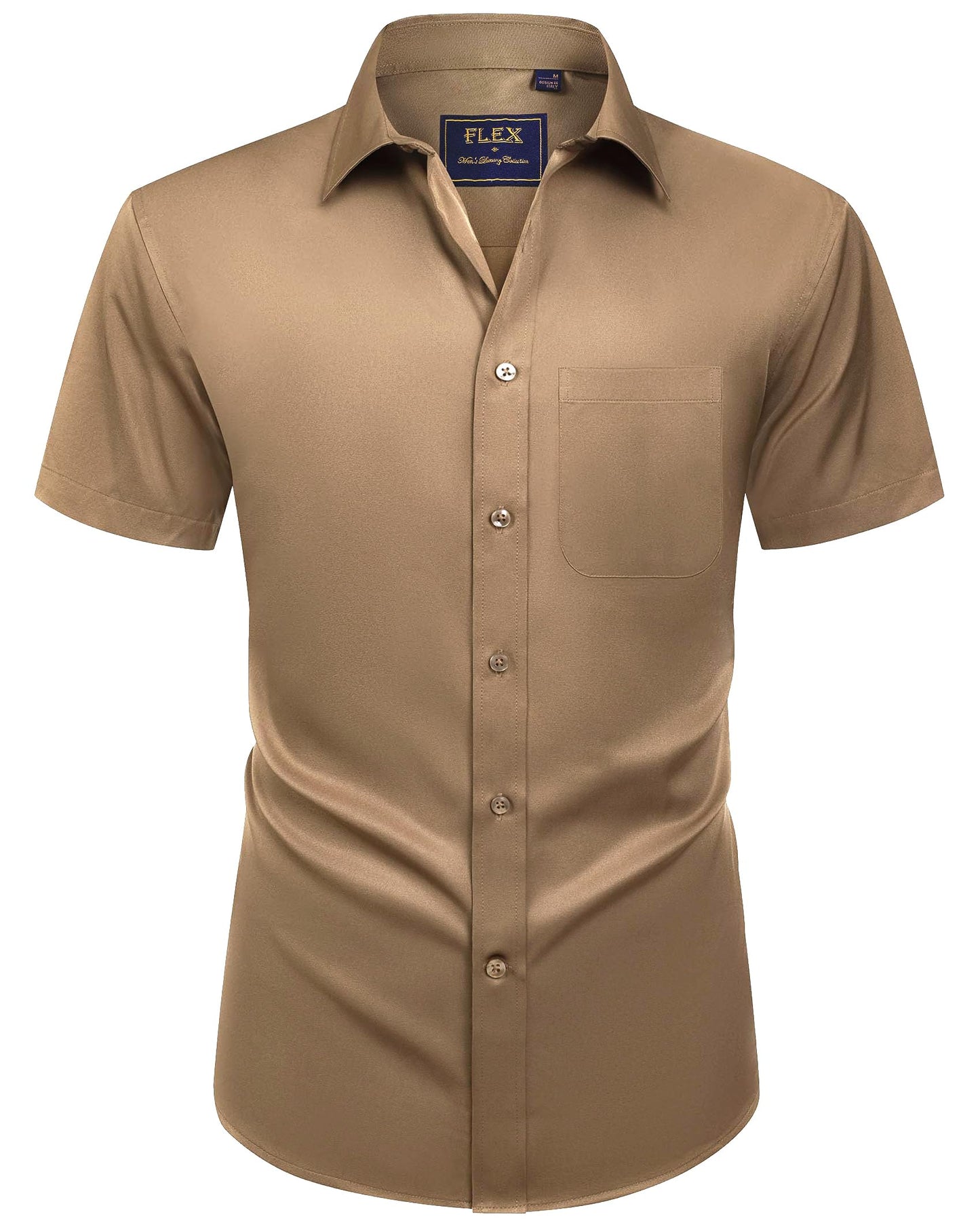 HOTAlimens & Gentle Mens Short Sleeve Dress Shirts Wrinkle Free Solid Casual Button Down Shirts with Pocket