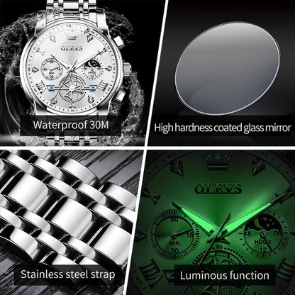 HOTOLEVS Watches Men Waterproof Luxury Big Face Mens Watch Stainless Steel Quartz Analog Dress Watches for Men Luminous Multifunction Man Watch Relojes De Hombre