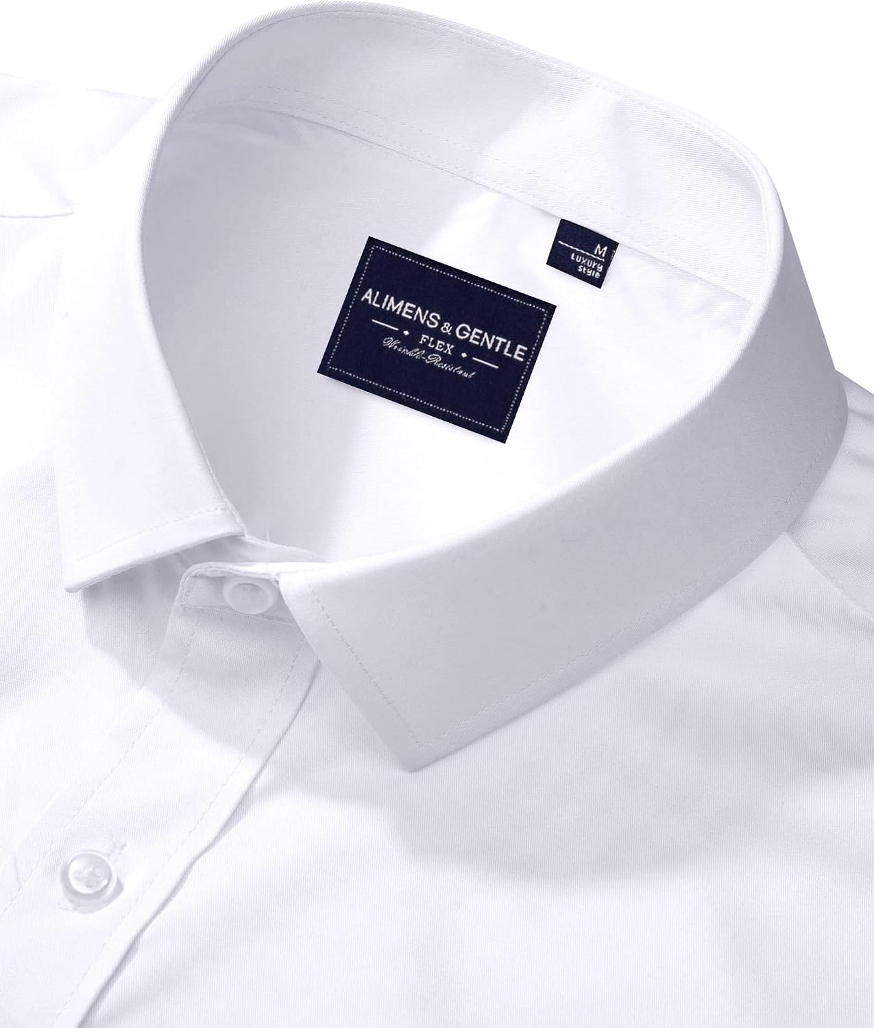 HOTAlimens & Gentle Men's Dress Shirts Long Sleeve Wrinkle-Free Stretch Shirts Solid Formal Button Down Shirt with Pocket