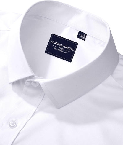 HOTAlimens & Gentle Men's Dress Shirts Long Sleeve Wrinkle-Free Stretch Shirts Solid Formal Button Down Shirt with Pocket