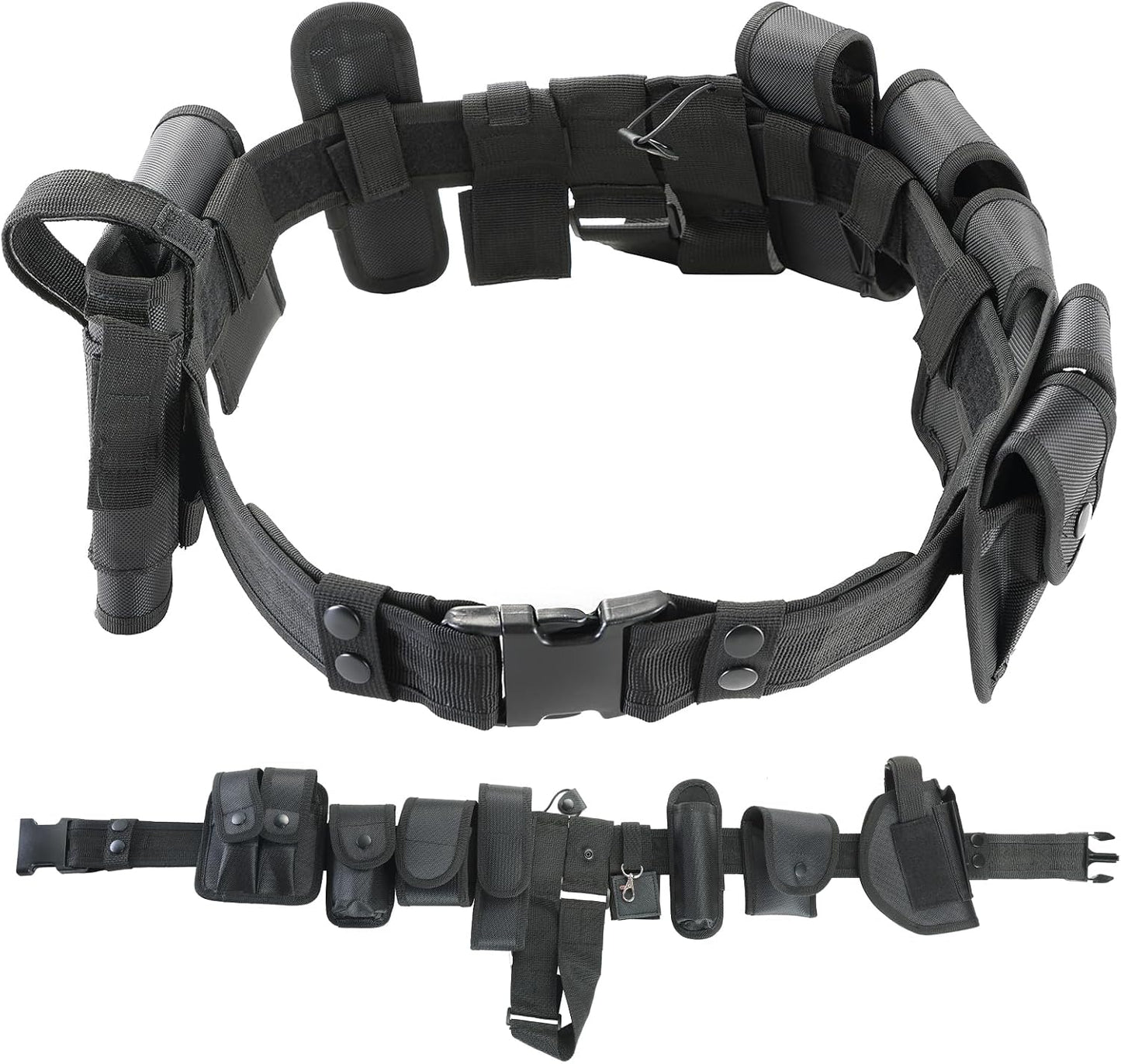 HOTDASBET 10 in 1 Police Tactical Belt Security Guard Belt Multifunctional Tactical Duty Belt Black Tactical Versatile Military Modular Equipment System Molded Duty Belt Set for Law Enforcement