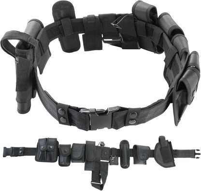 HOTDASBET 10 in 1 Police Tactical Belt Security Guard Belt Multifunctional Tactical Duty Belt Black Tactical Versatile Military Modular Equipment System Molded Duty Belt Set for Law Enforcement