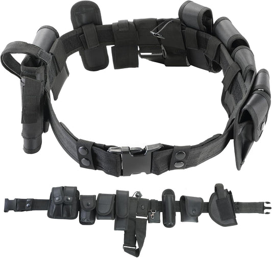 HOTDASBET 10 in 1 Police Tactical Belt Security Guard Belt Multifunctional Tactical Duty Belt Black Tactical Versatile Military Modular Equipment System Molded Duty Belt Set for Law Enforcement