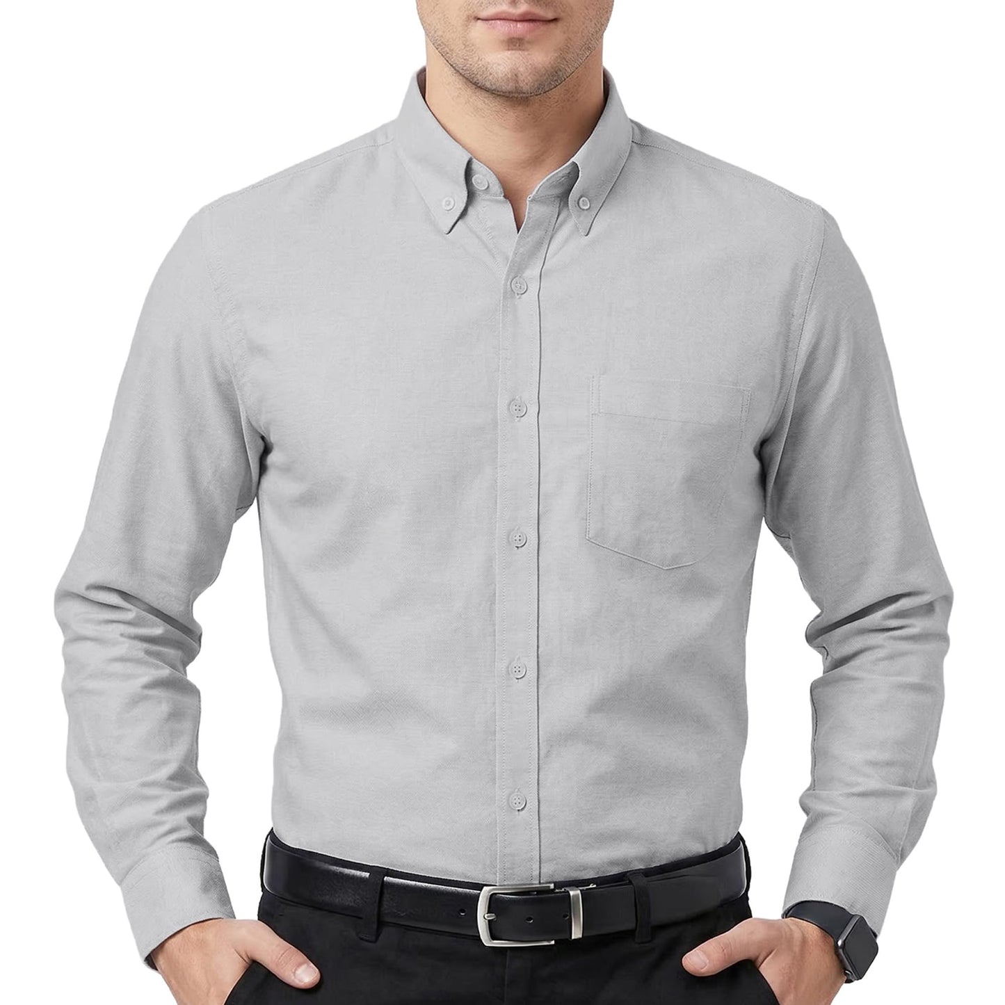 HOTCotton King Mens 100% Cotton Oxford Shirt Long Sleeve Dress Shirts for Men Button Down Work Casual Shirt with Pocket