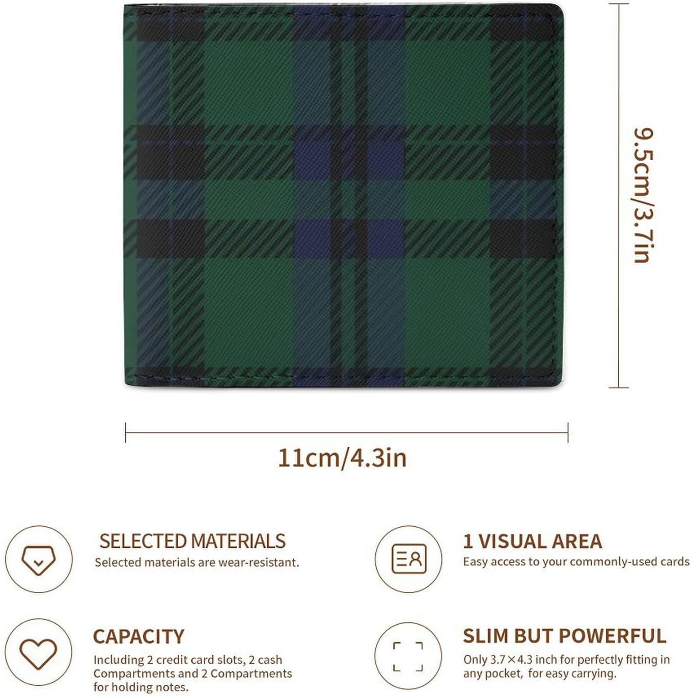 HOTSlim Wallet for Women, Bifold Large Capacity Card Holder Wallet with Cash Compartments and ID Window, Cute Change Purse Easy Access, Green Scottish Tartan Check Plaid