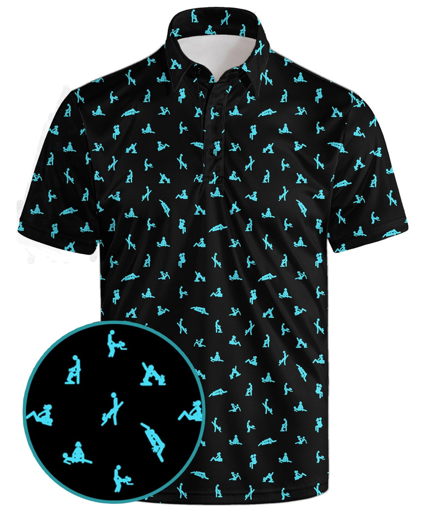 HOTGolf Polo Shirts for Men Funny Print Quick Dry Short Sleeve Performance Golf Shirts Moisture Wicking Polo Shirts