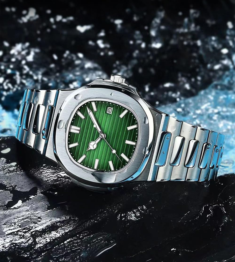 HOTBESTKANG Men Quartz Movement Watch Waterproof Luminous Men's Watch, Stainless Steel Strap Business Watches