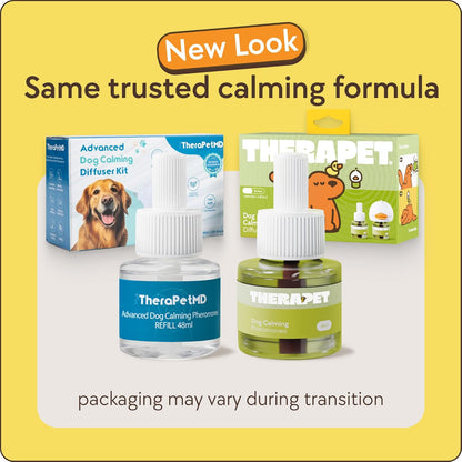 HOTTheraPetMD 60-Day Dog Calming Diffuser Kit - Dog Pheromone Diffuser for Stress, Destructive Behavior, Pee Accidents, Separation Anxiety, Barking, Aggression & Chewing - 60-Day Refills Included
