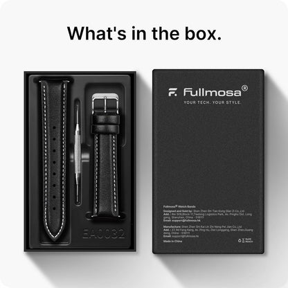HOTFullmosa 24mm Quick Release Leather Watch Band | Traditional Smartwatch Replacement Strap for Women Men Formal Daily Commute, Black&Silver Buckle