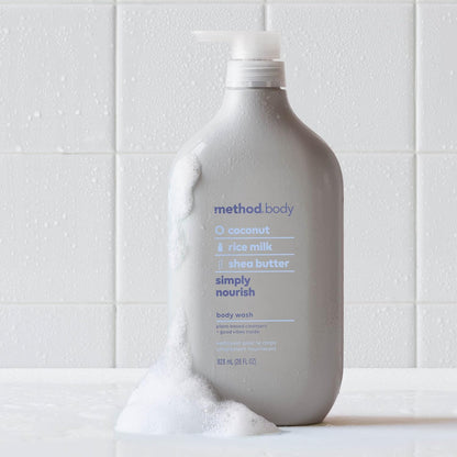 HOTmethod Body Wash, Simply Nourish - Leaves Skin Feeling Soft & Moisturized, Made Without Parabens, Notes of Coconut, Rice Milk & Shea Butter, 28 Fl Oz