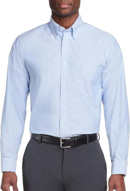 HOTVan Heusen Men's Regular Fit Oxford Solid Buttondown Collar Dress Shirt