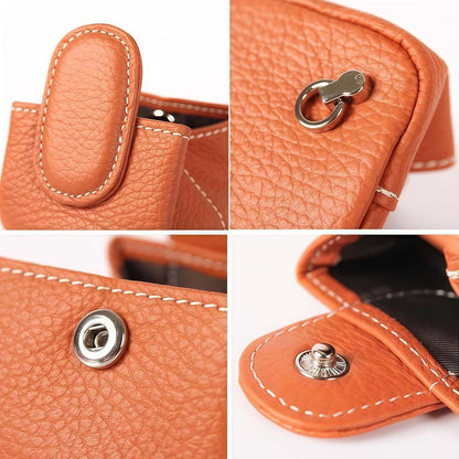 HOTMini Lychee Pattern Coin Purse, Leather Purses for Women, Coin Pouch Earphone Storage Bag with Key Buckle (Orange)