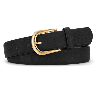 HOTJASGOOD Leather Belt Women Belts for Jean Pants with Gold Buckle Fashion Ladies Waist Belt