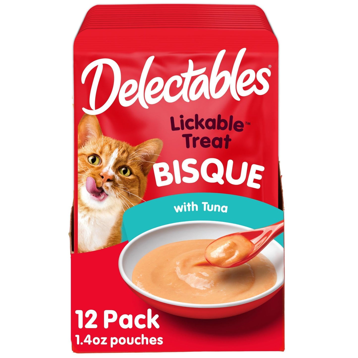 HOTDelectables Lickable Treat Bisque Wet Cat Treat Variety Pack, Food Topper, Hydrating, Grain-Free, No Fillers, No By-Products, No Added Preservatives, 1.4oz Pouch, 30ct