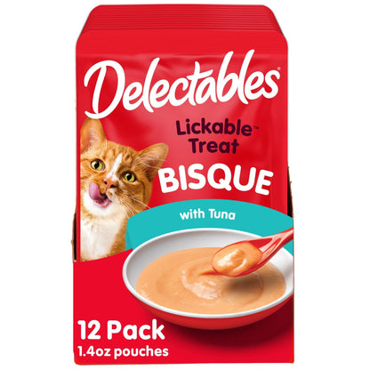 HOTDelectables Lickable Treat Bisque Wet Cat Treat Variety Pack, Food Topper, Hydrating, Grain-Free, No Fillers, No By-Products, No Added Preservatives, 1.4oz Pouch, 30ct
