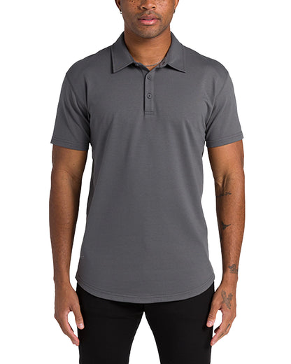 HOTBYLT Men's Drop-Cut Polo – Collared Casual Shirt for Men – Soft Polyester, Cotton, and Spandex Blend – Wrinkle Resistant