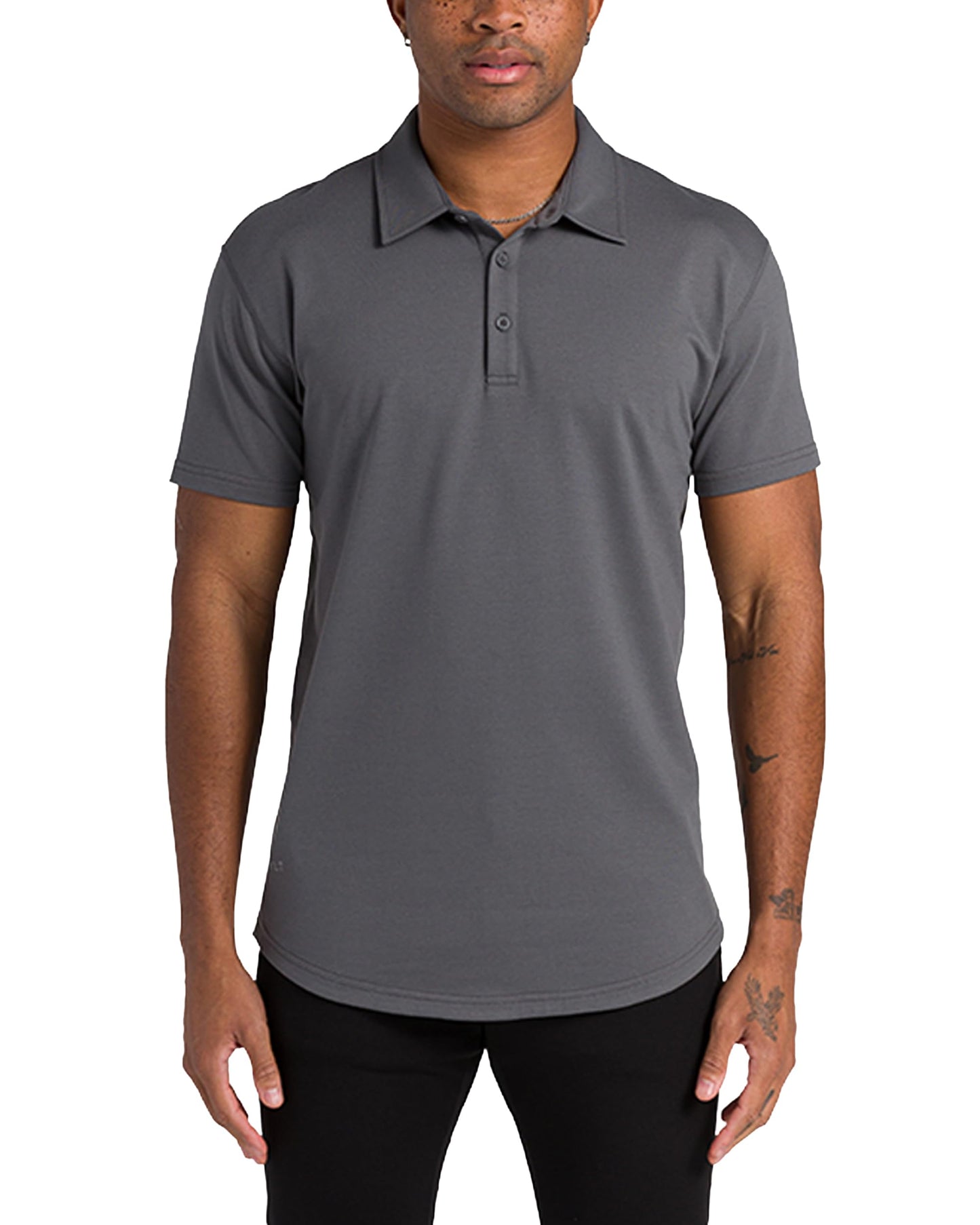 HOTBYLT Men's Drop-Cut Polo – Collared Casual Shirt for Men – Soft Polyester, Cotton, and Spandex Blend – Wrinkle Resistant