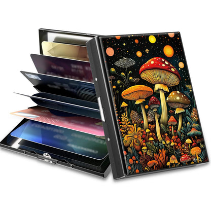 HOTCute Credit Card Holder with Zipper, Crow Skull RFID-Blocking Card Case Small Wallet for Women Men, Multi-slot Card Organizer Case Travel Accordion Wallet