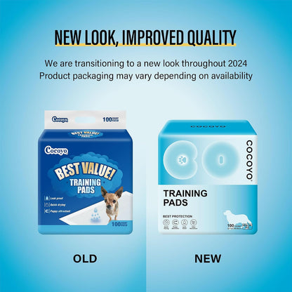 HOTCOCOYO Best Value Training Pads, 22" x 22", 100 Count, White & Blue Puppy Pads