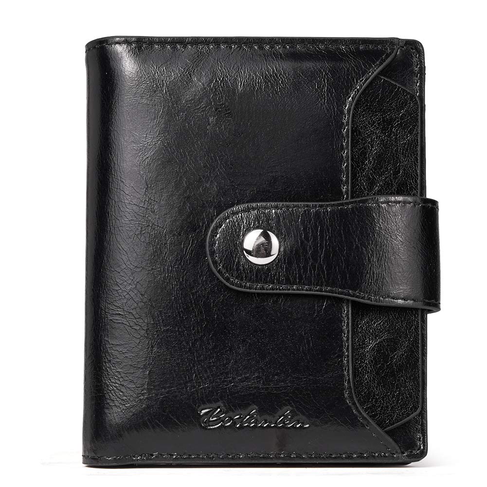 HOTBOSTANTEN Women Leather Wallet RFID Blocking Bifold Zipper Pocket Wallet Card Case Purse with ID Window