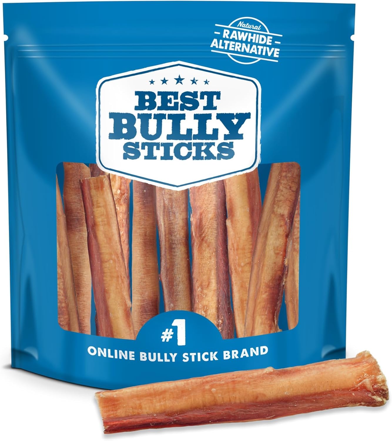 HOTBest Bully Sticks Thick Bully Sticks Dog Chews, 6", 5 Count | 100% grass-fed beef, single ingredient natural dog chews, easily digestible, long lasting, rawhide-free, grain-free
